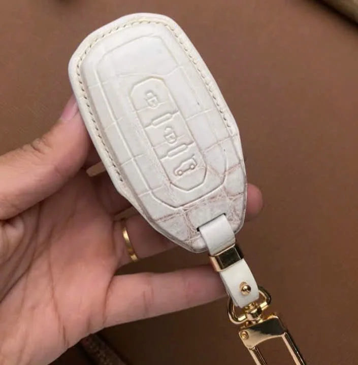 Car Accessories Fashion Protector Genuine Croco Leather Cover Key Cases for Ford Car Series Handmade Alligator Car Key Case