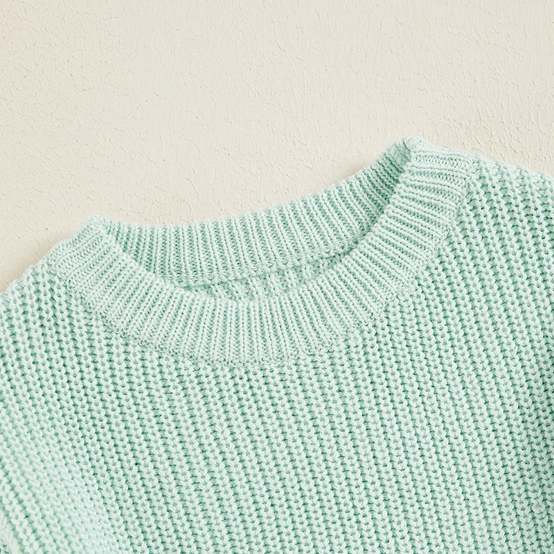Suefunskry Newborn Baby Girl Boy Knitted Long Sleeve Autumn Winter Sweater Solid Loose Pullover Casual Tops Kids Clothes 3M-5Y