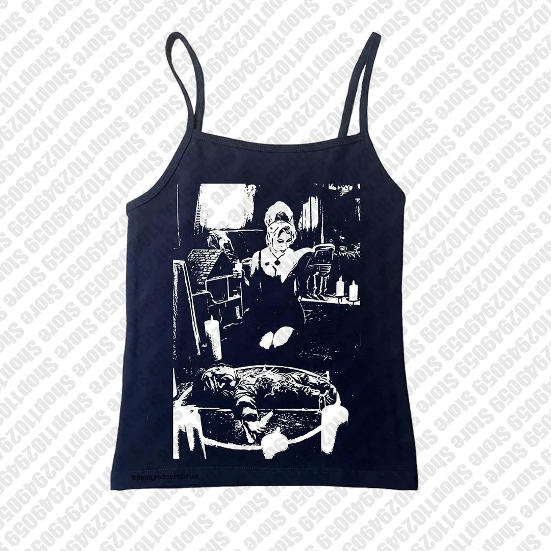 2000s Tops Gothic Emo Girls Camisole Tops Printing Grunge Crop Tops Y2k Clothes Vintage Punk Women's Corset Tank Top Baby Tees