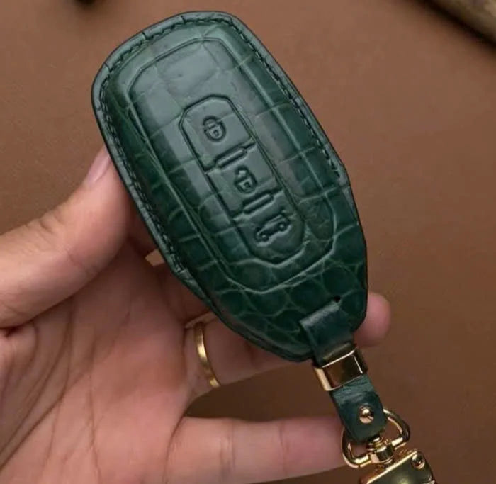 Car Accessories Fashion Protector Genuine Croco Leather Cover Key Cases for Ford Car Series Handmade Alligator Car Key Case