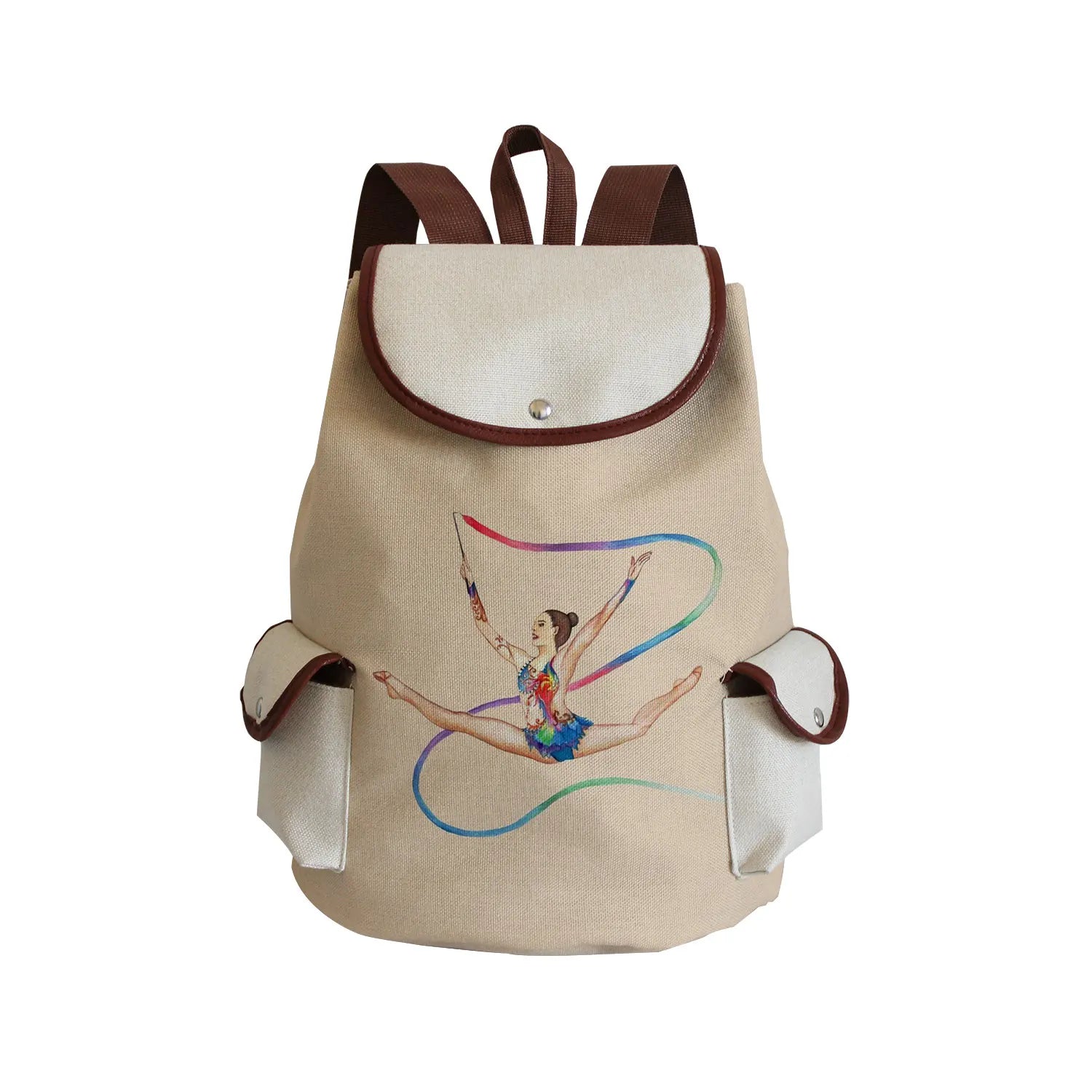 Watercolor Gymnastics Art Print Backpack Women Drawstring Bags Pretty Girls Daypack Gymnast Storage Bag for Travel Gift Portable