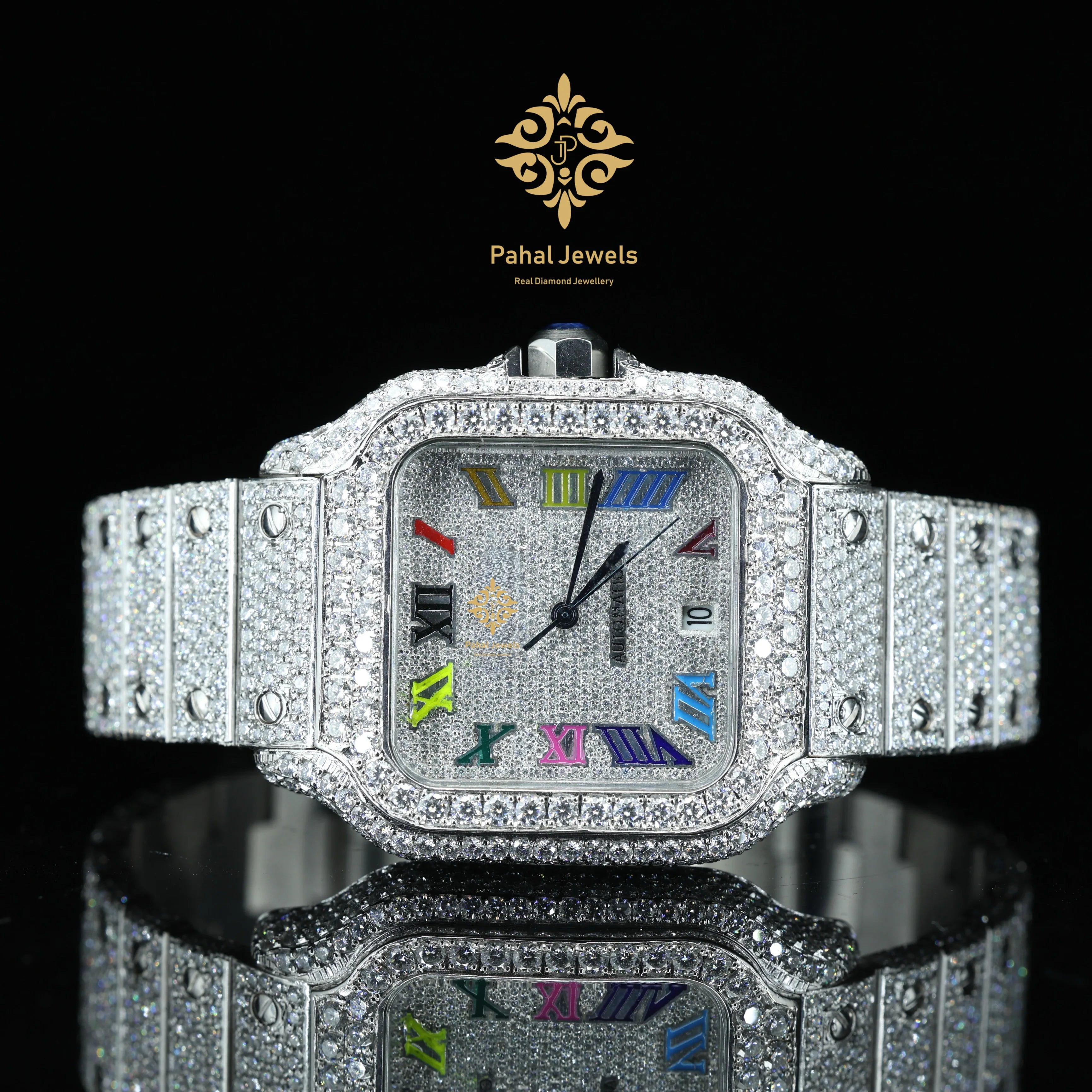 2024 Top Brand Luxury Business Watch Custom Full Iced Hip Hop Diamond Moissanite Modern Automatic Sapphire 41mm Mechanical