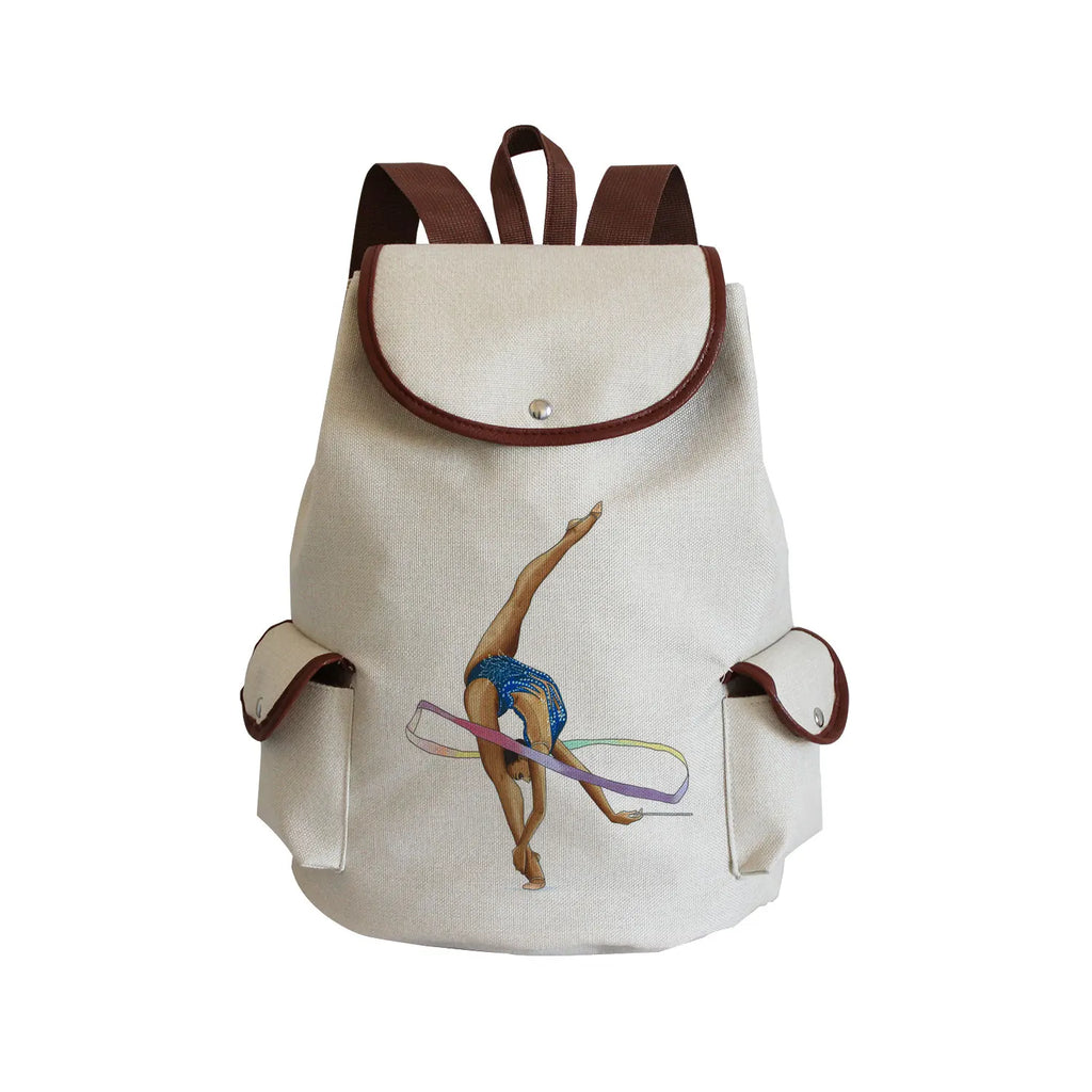 Watercolor Gymnastics Art Print Backpack Women Drawstring Bags Pretty Girls Daypack Gymnast Storage Bag for Travel Gift Portable