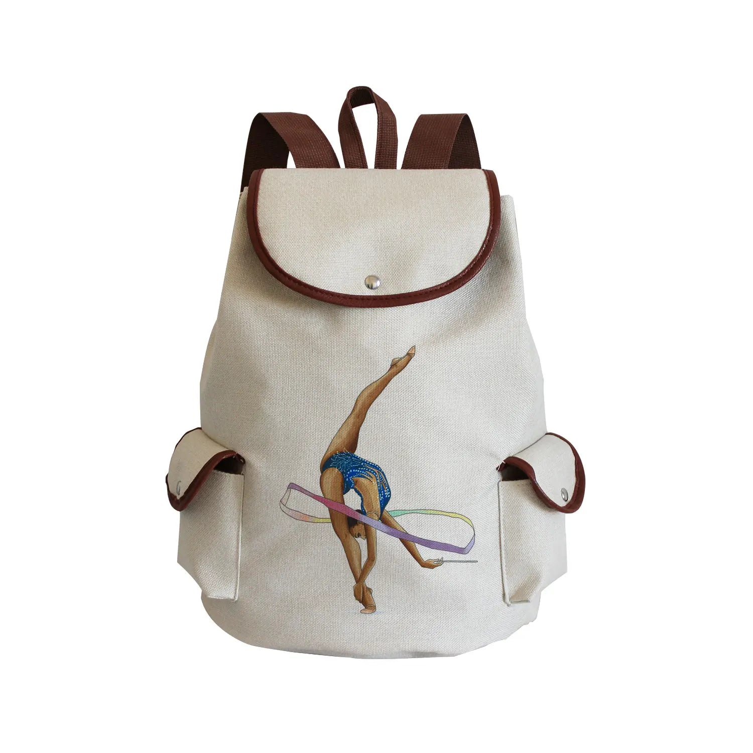 Watercolor Gymnastics Art Print Backpack Women Drawstring Bags Pretty Girls Daypack Gymnast Storage Bag for Travel Gift Portable