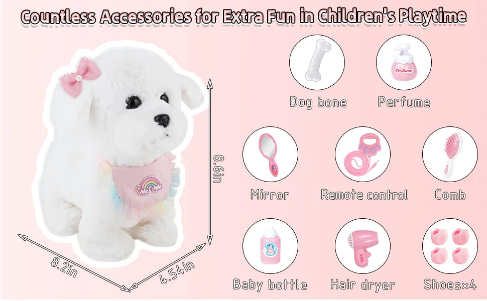 Interactive Walking Toy dog for Kids Will bark Touch & Voice Controlled with Remote And Waggling Tail Ideal Birthday Or Gift