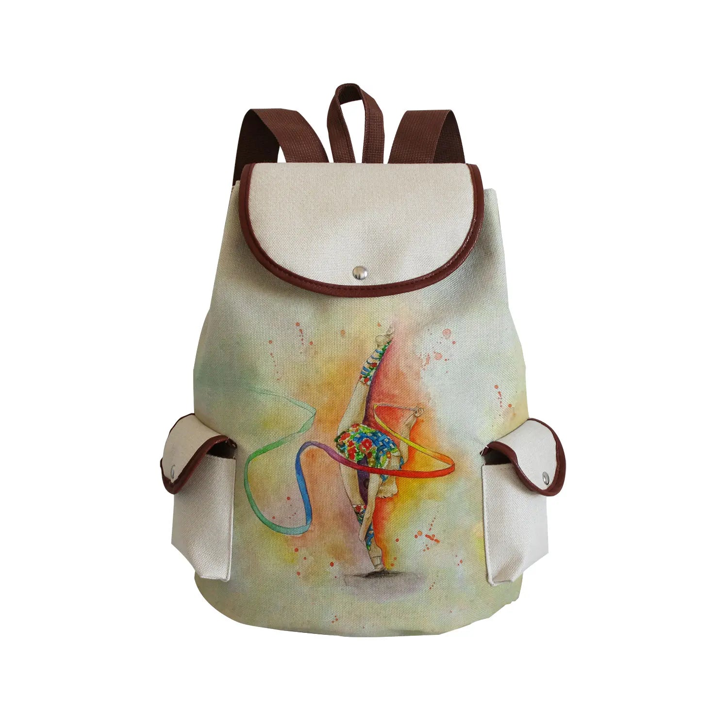 Watercolor Gymnastics Art Print Backpack Women Drawstring Bags Pretty Girls Daypack Gymnast Storage Bag for Travel Gift Portable