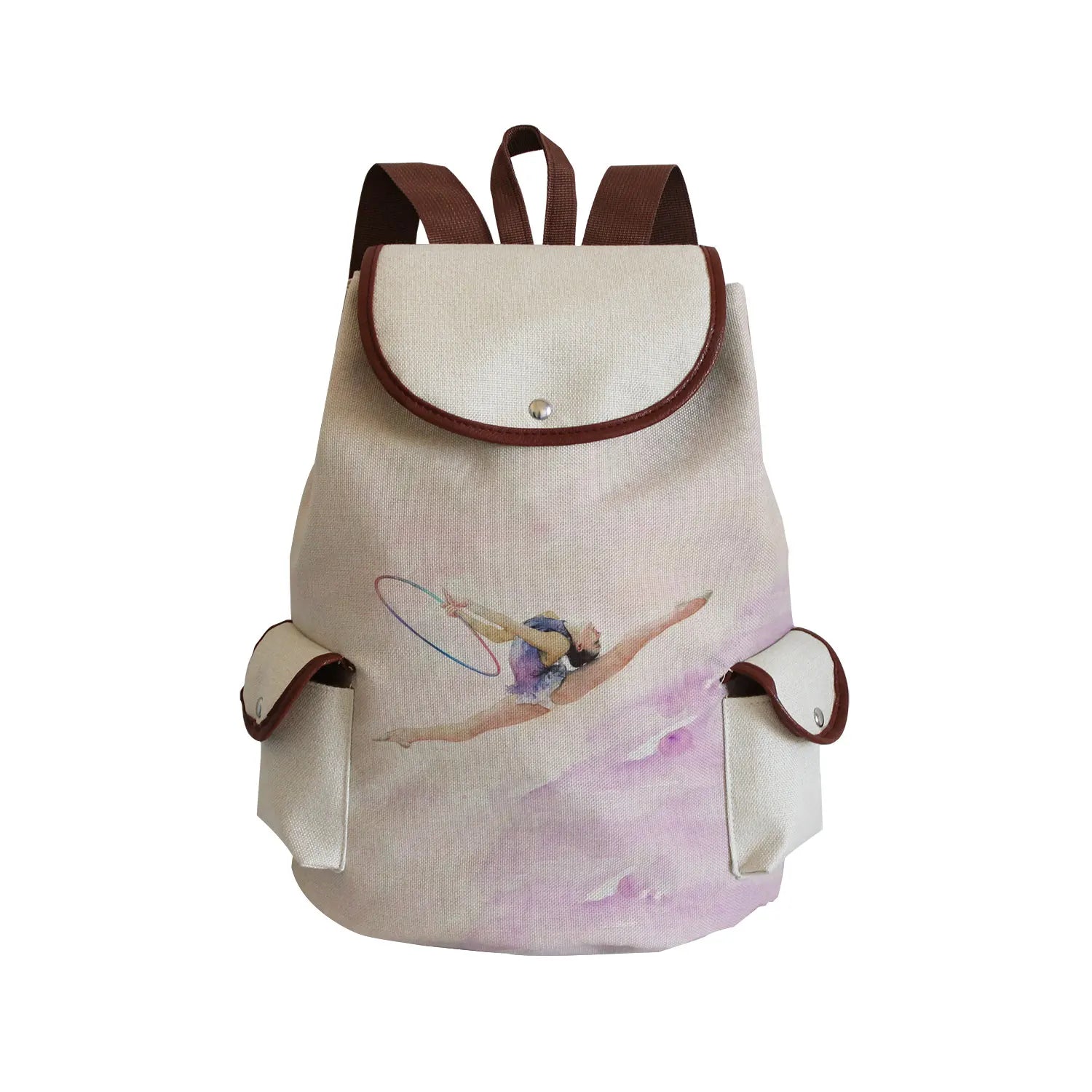 Watercolor Gymnastics Art Print Backpack Women Drawstring Bags Pretty Girls Daypack Gymnast Storage Bag for Travel Gift Portable