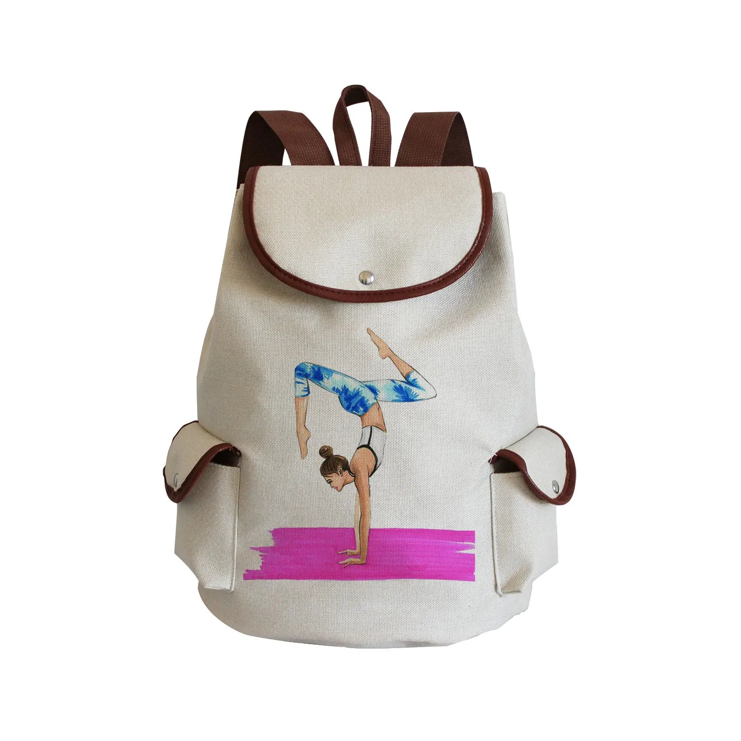 Watercolor Gymnastics Art Print Backpack Women Drawstring Bags Pretty Girls Daypack Gymnast Storage Bag for Travel Gift Portable