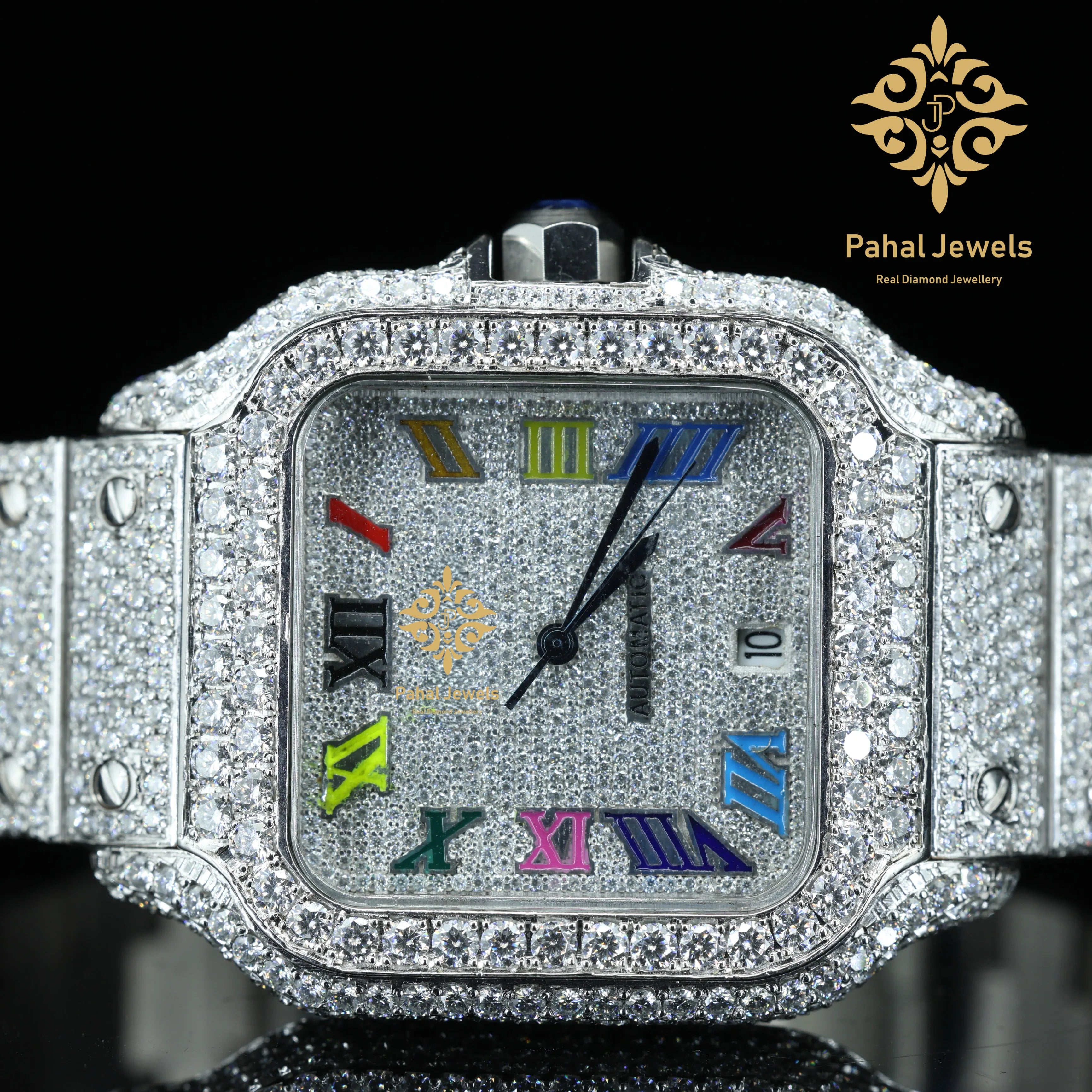 2024 Top Brand Luxury Business Watch Custom Full Iced Hip Hop Diamond Moissanite Modern Automatic Sapphire 41mm Mechanical