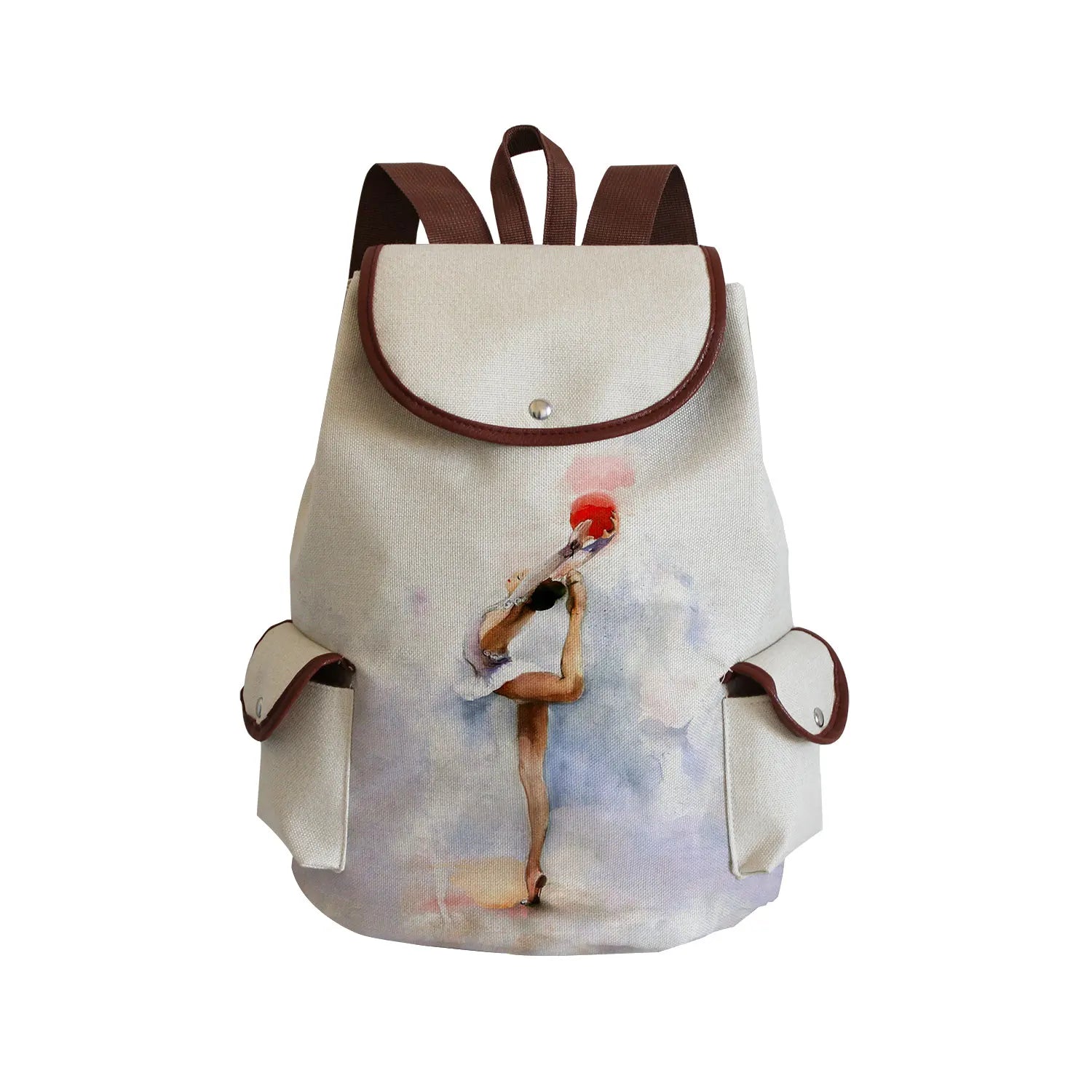 Watercolor Gymnastics Art Print Backpack Women Drawstring Bags Pretty Girls Daypack Gymnast Storage Bag for Travel Gift Portable