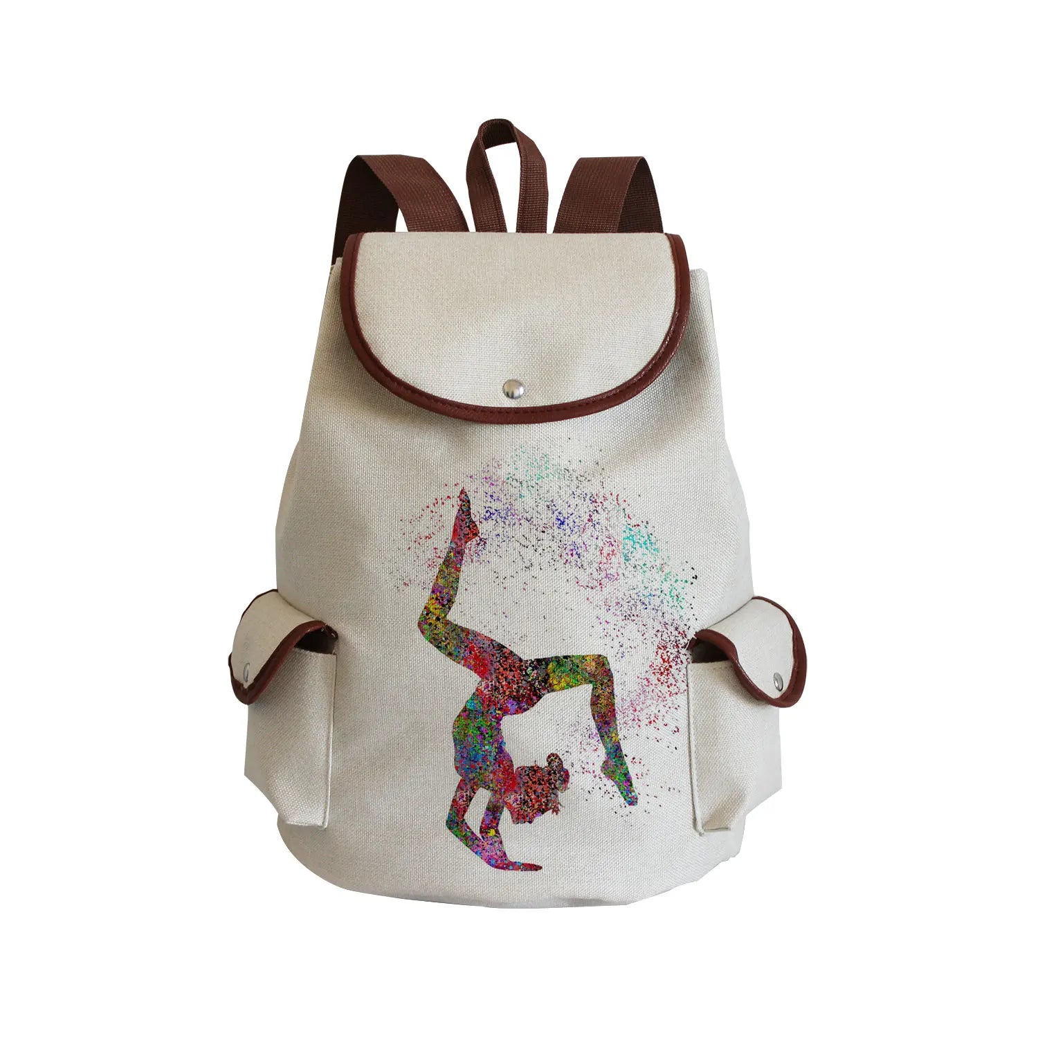 Watercolor Gymnastics Art Print Backpack Women Drawstring Bags Pretty Girls Daypack Gymnast Storage Bag for Travel Gift Portable