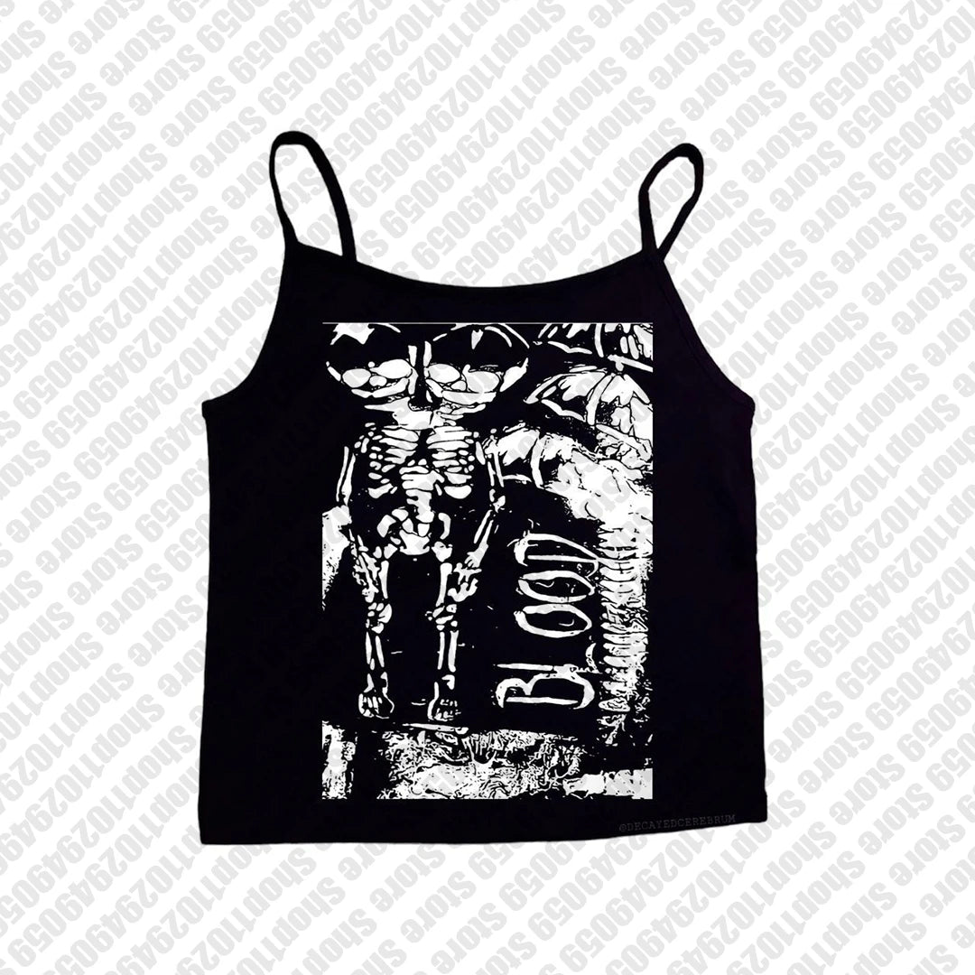 2000s Tops Gothic Emo Girls Camisole Tops Printing Grunge Crop Tops Y2k Clothes Vintage Punk Women's Corset Tank Top Baby Tees
