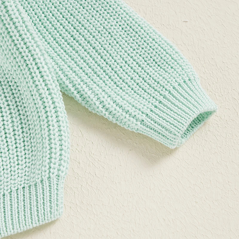 Suefunskry Newborn Baby Girl Boy Knitted Long Sleeve Autumn Winter Sweater Solid Loose Pullover Casual Tops Kids Clothes 3M-5Y
