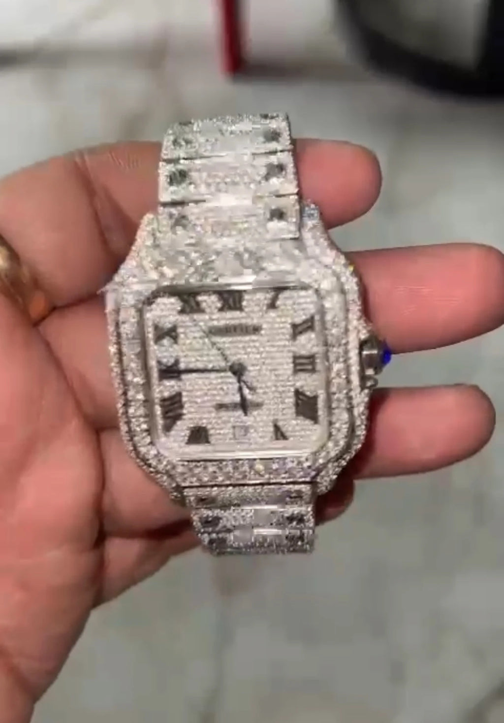Handcrafted Custom VVS Top-Grade Moissanite Automatic Mechanical Watch, Iced-Out Full Diamond Hip-Hop Style Watch