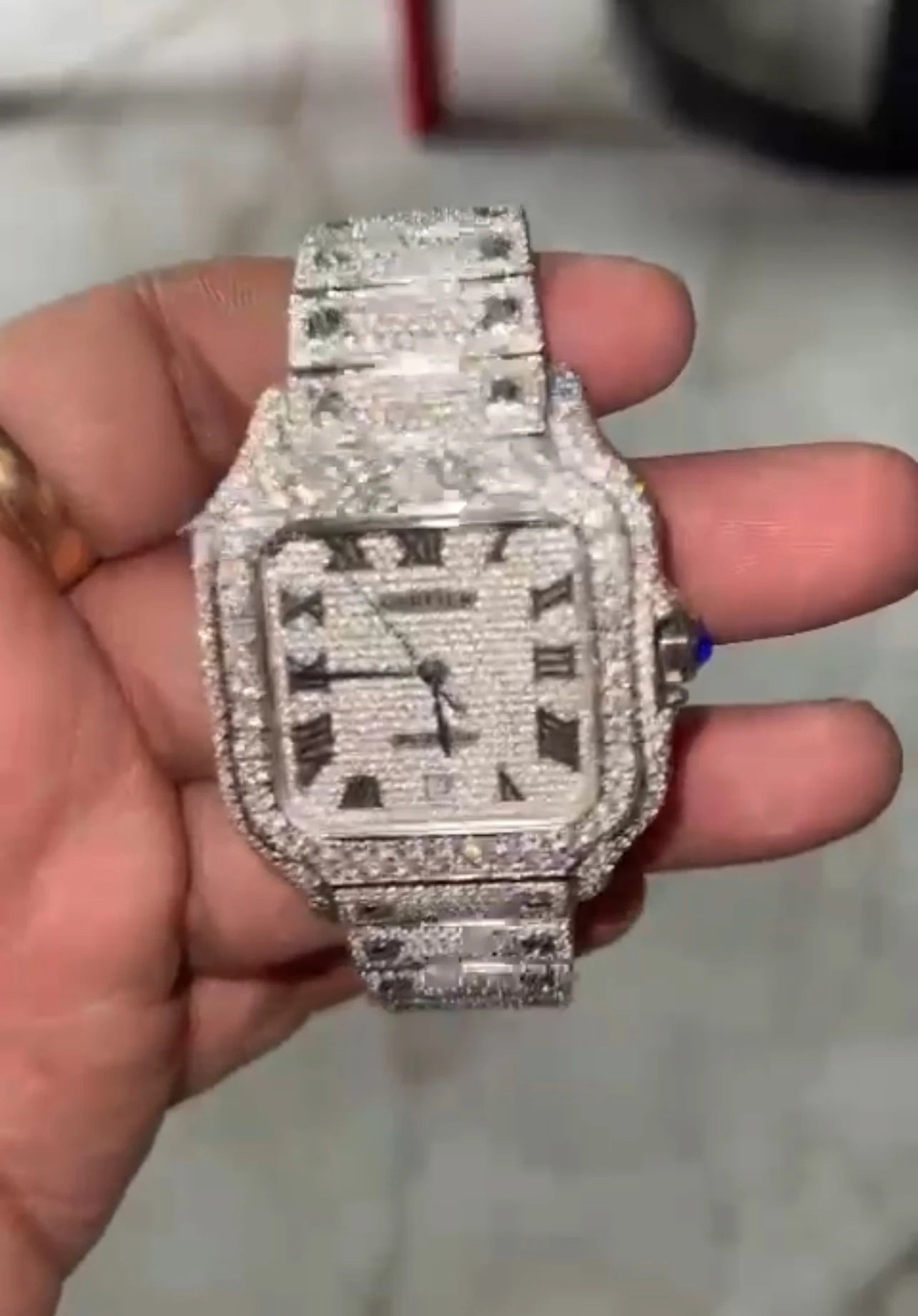 Handcrafted Custom VVS Top-Grade Moissanite Automatic Mechanical Watch, Iced-Out Full Diamond Hip-Hop Style Watch