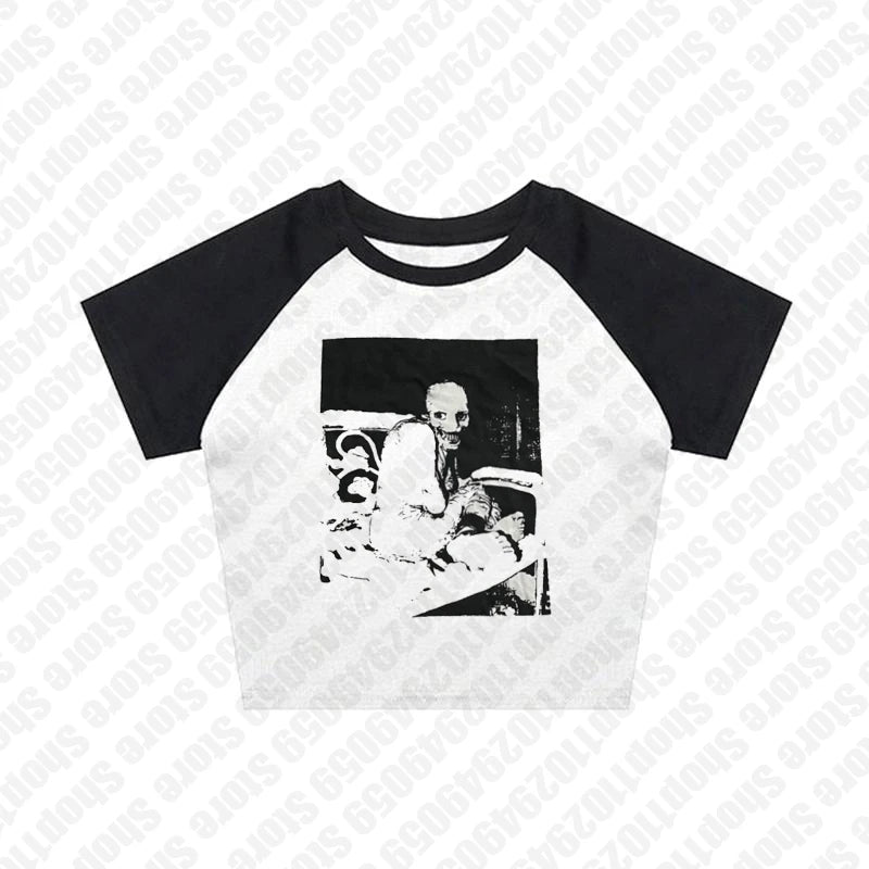 2000s Tops Gothic Emo Girls Camisole Tops Printing Grunge Crop Tops Y2k Clothes Vintage Punk Women's Corset Tank Top Baby Tees
