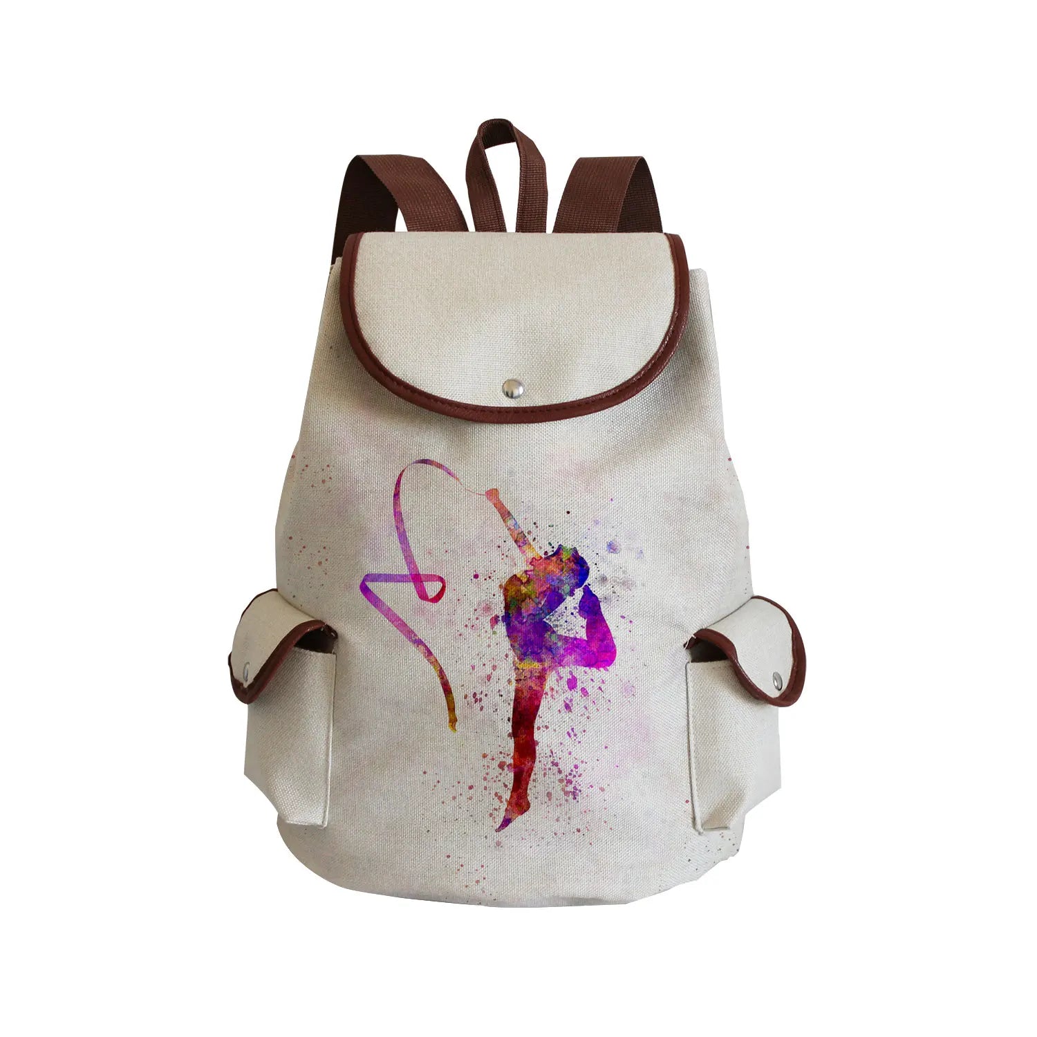 Watercolor Gymnastics Art Print Backpack Women Drawstring Bags Pretty Girls Daypack Gymnast Storage Bag for Travel Gift Portable