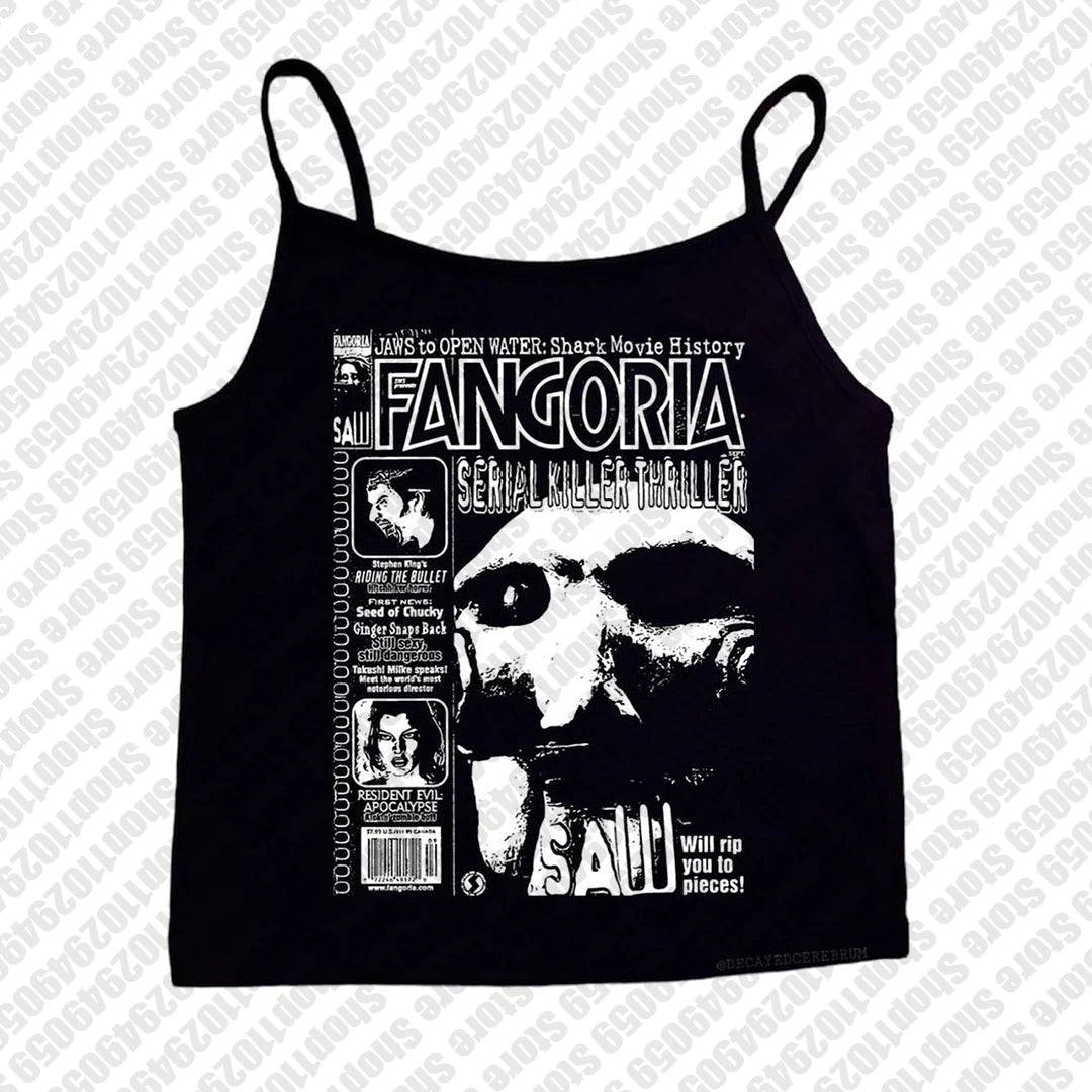 2000s Tops Gothic Emo Girls Camisole Tops Printing Grunge Crop Tops Y2k Clothes Vintage Punk Women's Corset Tank Top Baby Tees