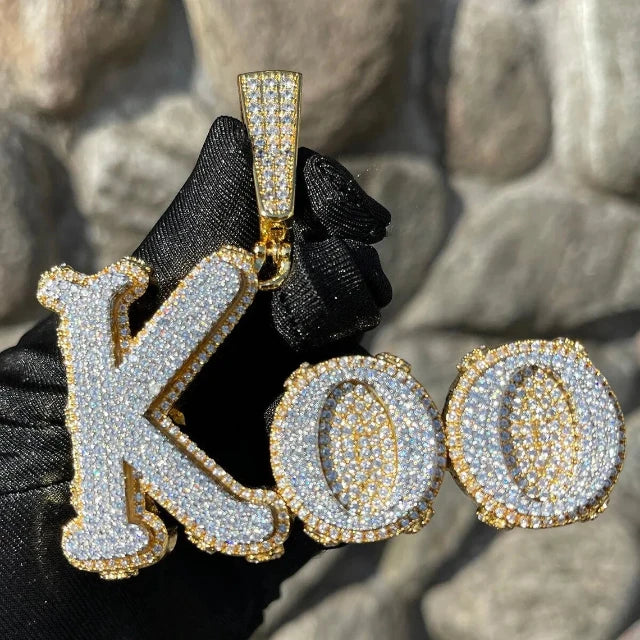 Luxury Men's 925 Sterling Silver Hiphop Pendant VVS Moissanite Diamond 18K Gold Plated Letter Pattern Fashion Pendants Charms