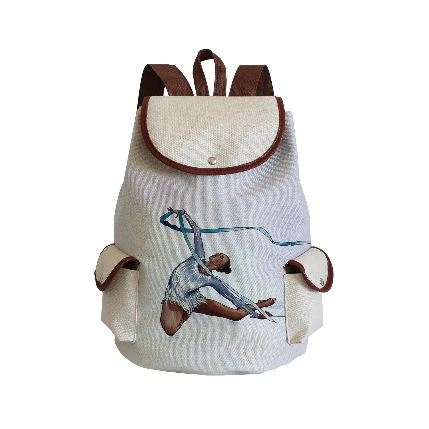 Watercolor Gymnastics Art Print Backpack Women Drawstring Bags Pretty Girls Daypack Gymnast Storage Bag for Travel Gift Portable
