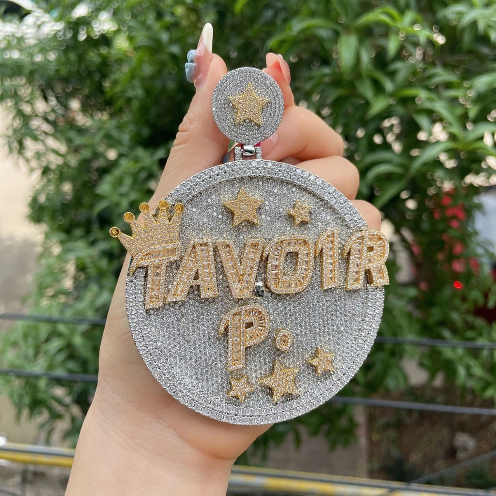 Luxury Men's 925 Sterling Silver Hiphop Pendant VVS Moissanite Diamond 18K Gold Plated Letter Pattern Fashion Pendants Charms