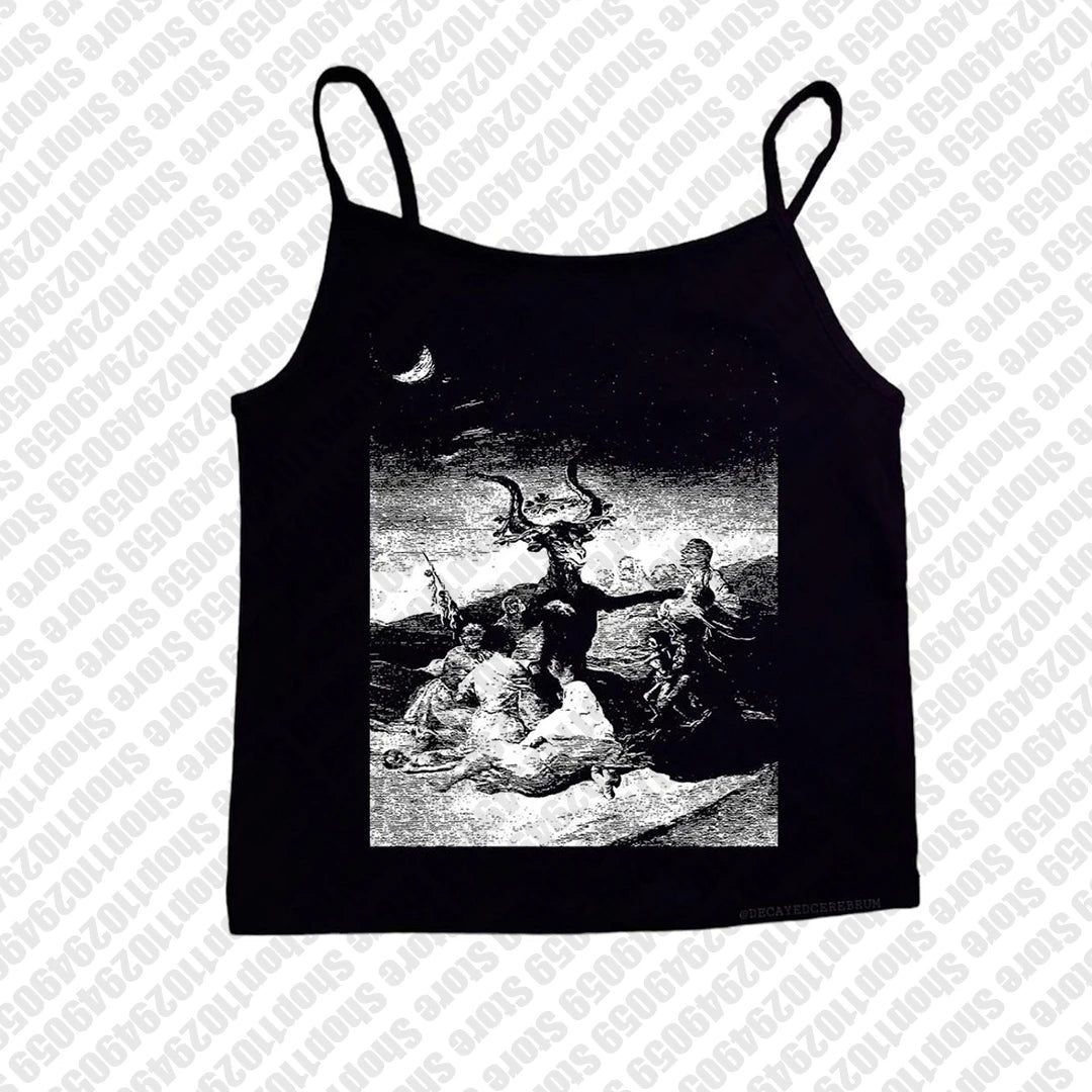 2000s Tops Gothic Emo Girls Camisole Tops Printing Grunge Crop Tops Y2k Clothes Vintage Punk Women's Corset Tank Top Baby Tees