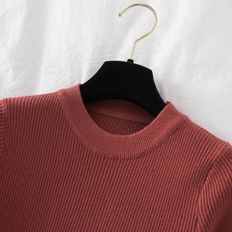 2026 women thick sweater pullovers khaki casual autumn winter button o-neck chic sweater female slim knit top soft jumper tops