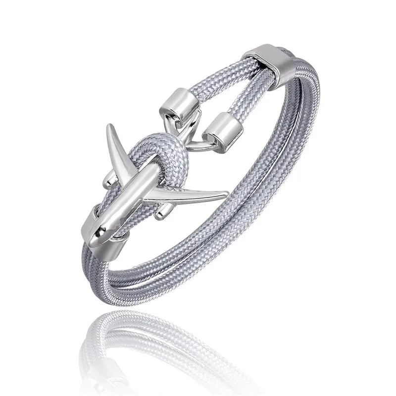 MKENDN Fashion Anchor Men Women Airplane Bracelets Charm Rope Chain Paracord Hope To Safe Jewelry Pulseras hombres