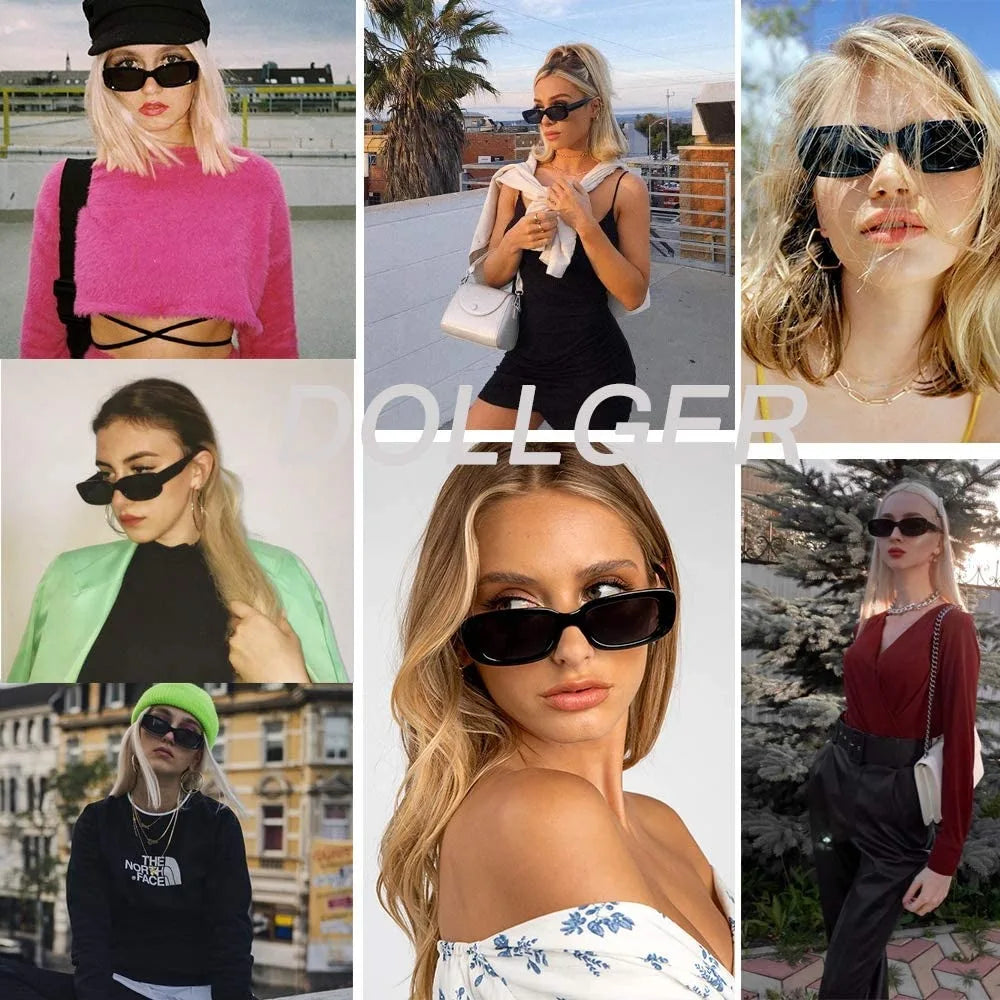 Classic Retro Designer Oversized Custom square Private Label Rimless clear square Small Rectangle Frame Glass Shades Sunglasses