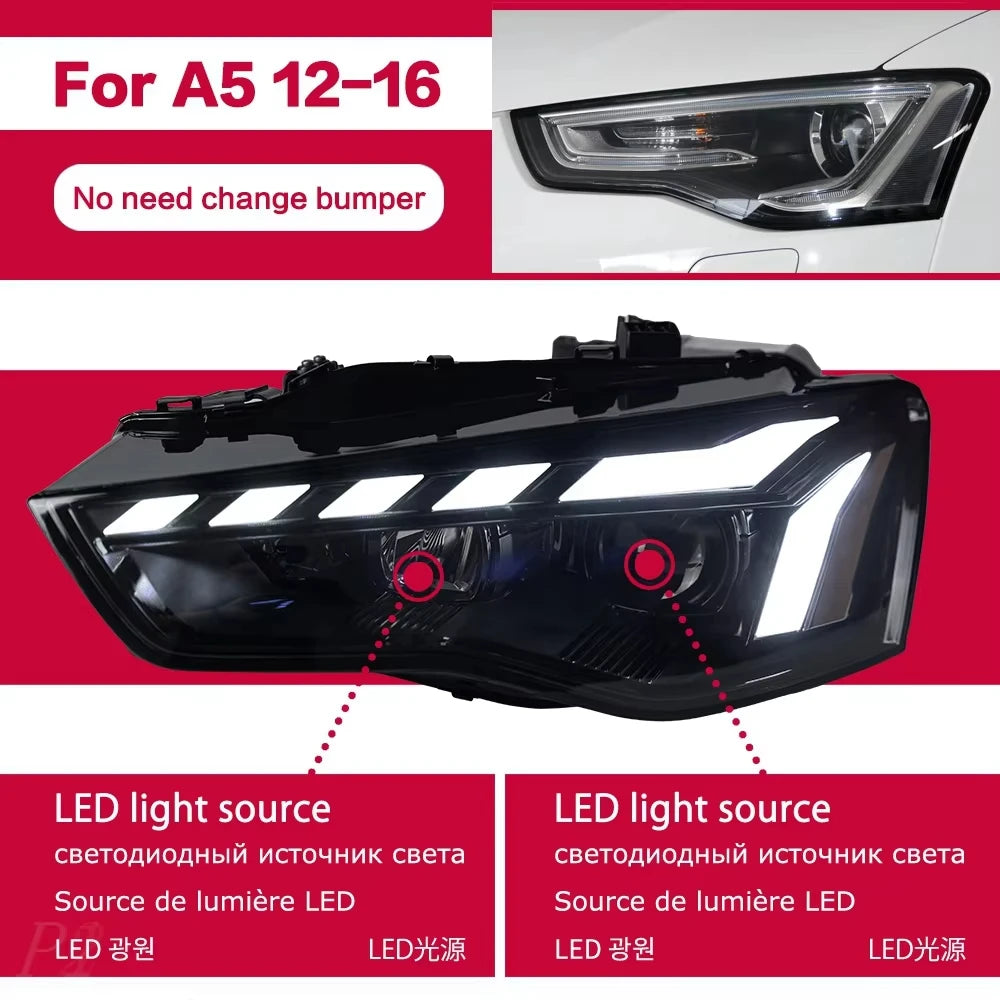 Car A5 S5 B8 B8.5 Headlights LED HeadLamp Front Lights for Audi A5 S5 B8 B8.5 2008-2016 Car Accessories