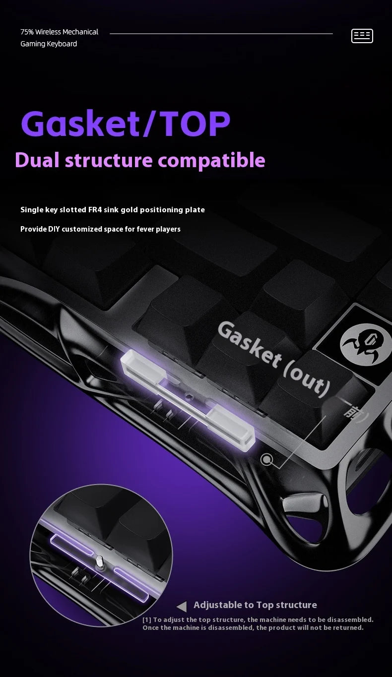 Wireless Mechanical Keyboard Gravastar for Laptop/Computer Special Gift Top Gaming Peripherals Cyberpunk K1 Pro Special Edition
