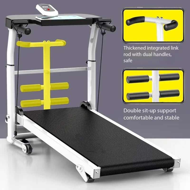 Small Folding Mechanical Steel Treadmill Exercise Portable Manual Incline Treadmill Machine for Home Office Small Spaces