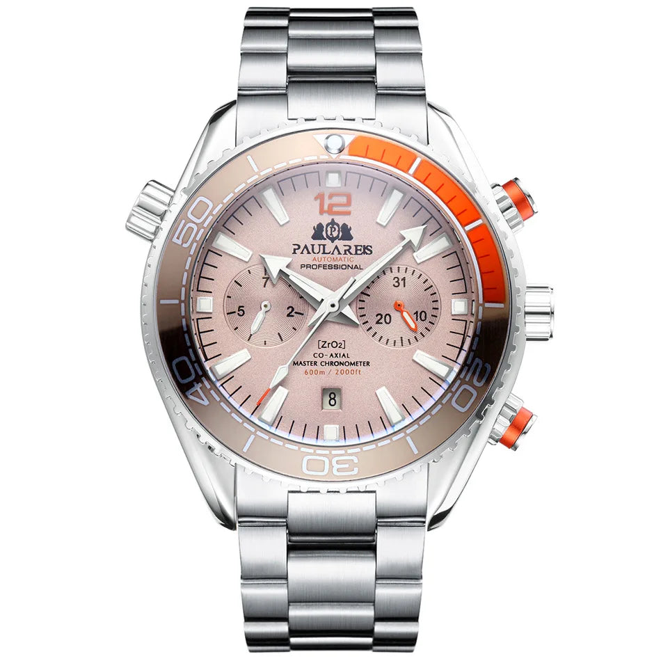 Drop Ship Men Mechanical Wristwatch Stainless Steel Waterproof Sport Chronograph See Through Montre Homme Luxury Automatic Watch