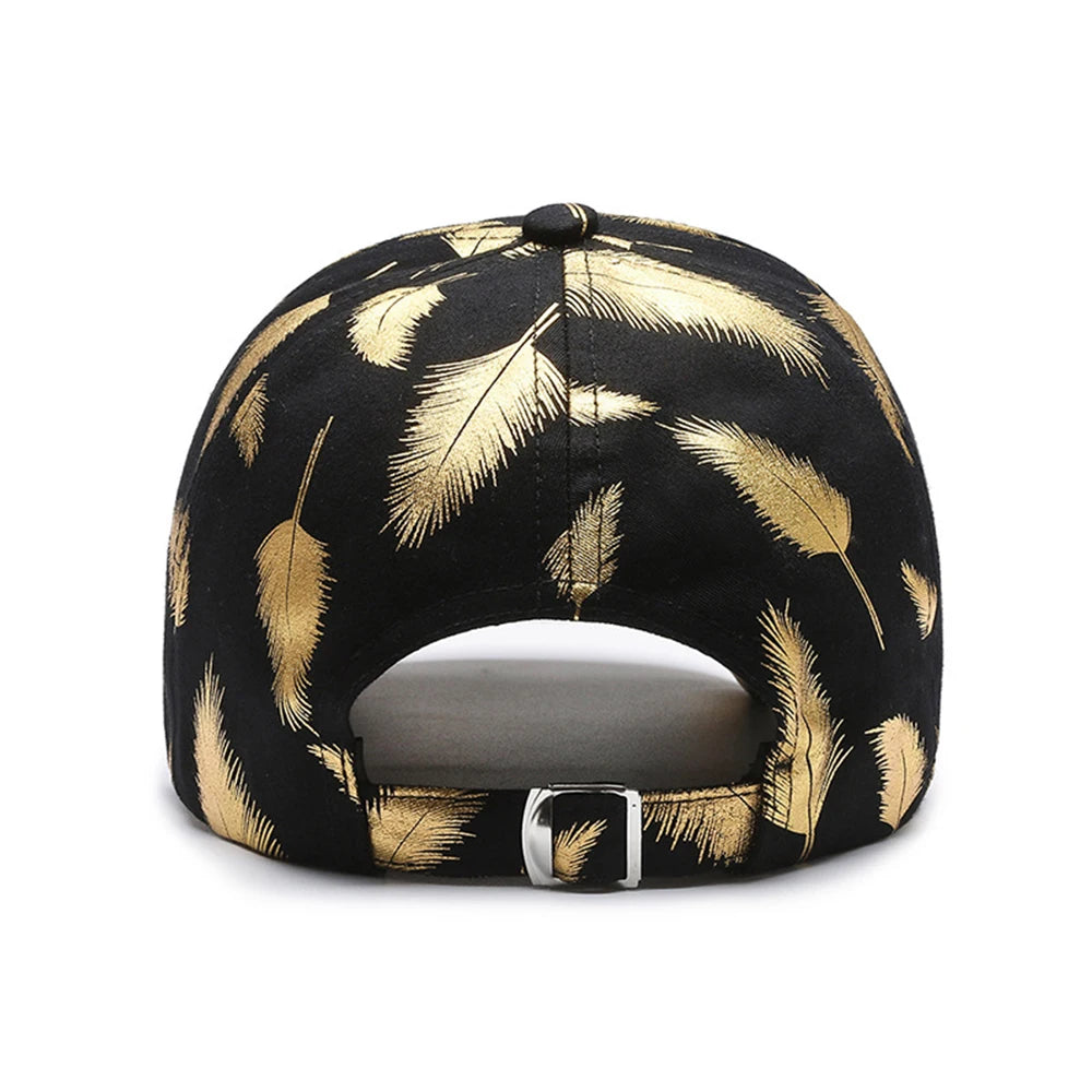 FS Brand Black Golden Feather Print Baseball Cap For Men Summer Women Trucker Hat Casual Cotton Snapback Hip Hop Caps Bone 2026