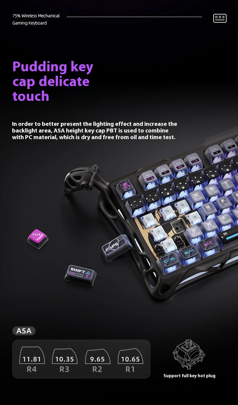 Wireless Mechanical Keyboard Gravastar for Laptop/Computer Special Gift Top Gaming Peripherals Cyberpunk K1 Pro Special Edition