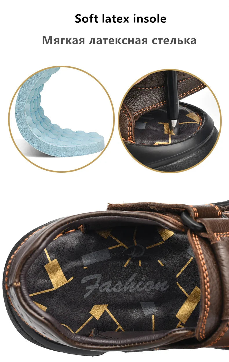 Genuine Leather Casual Shoes For Men High Quality Classic Men Sandals Summer Outdoor Walking Men Sneakers Breathable Men Sandals