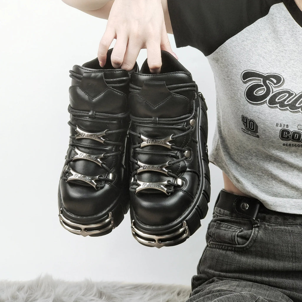 2026 Autumn/Winter New Men's Women's Shoes Heavy Metal  Punk Shoes High-quality Motorcycle Shoes