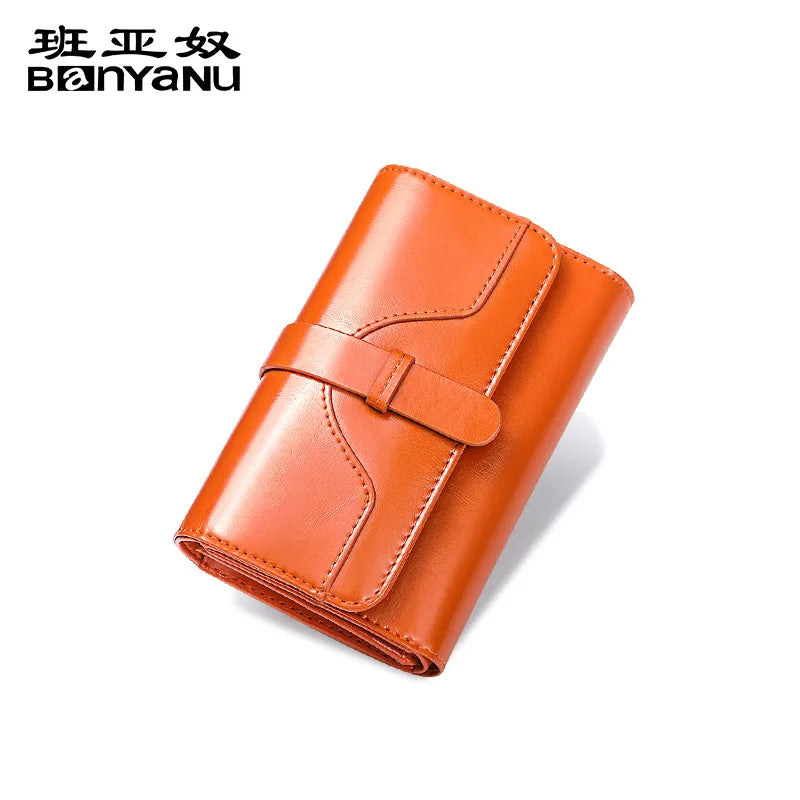 Women Short Wallet Small Fashion Luxury Genuine Leather Purse Ladies Card Bag for Women Clutch Female Purse Money Clip Wallet