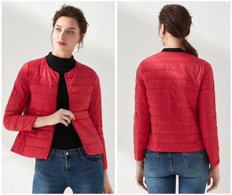 2024 New Spring Winter Women Liner Warm Down Jackets Ultralight Collarless Portable Female Padded Parkas O-Neck Puffer Overcoat