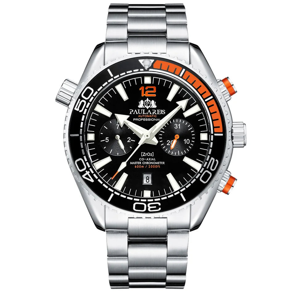 Drop Ship Men Mechanical Wristwatch Stainless Steel Waterproof Sport Chronograph See Through Montre Homme Luxury Automatic Watch