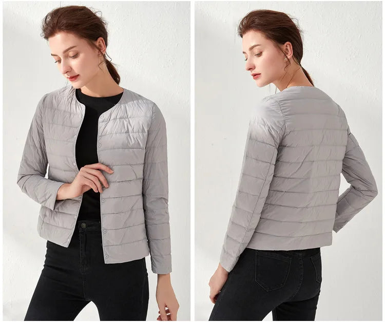 2024 New Spring Winter Women Liner Warm Down Jackets Ultralight Collarless Portable Female Padded Parkas O-Neck Puffer Overcoat