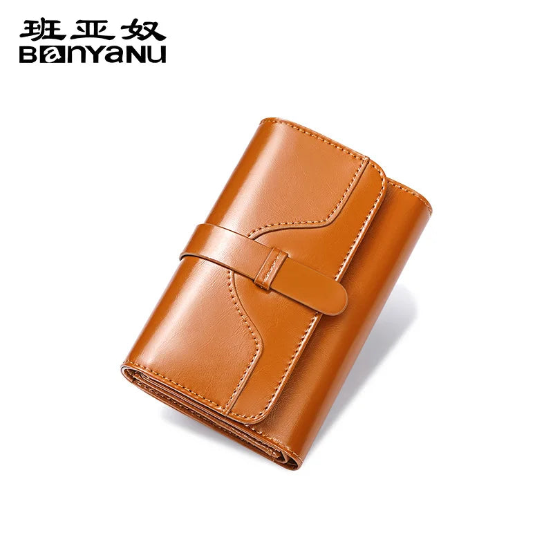 Women Short Wallet Small Fashion Luxury Genuine Leather Purse Ladies Card Bag for Women Clutch Female Purse Money Clip Wallet