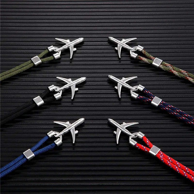 MKENDN Fashion Anchor Men Women Airplane Bracelets Charm Rope Chain Paracord Hope To Safe Jewelry Pulseras hombres