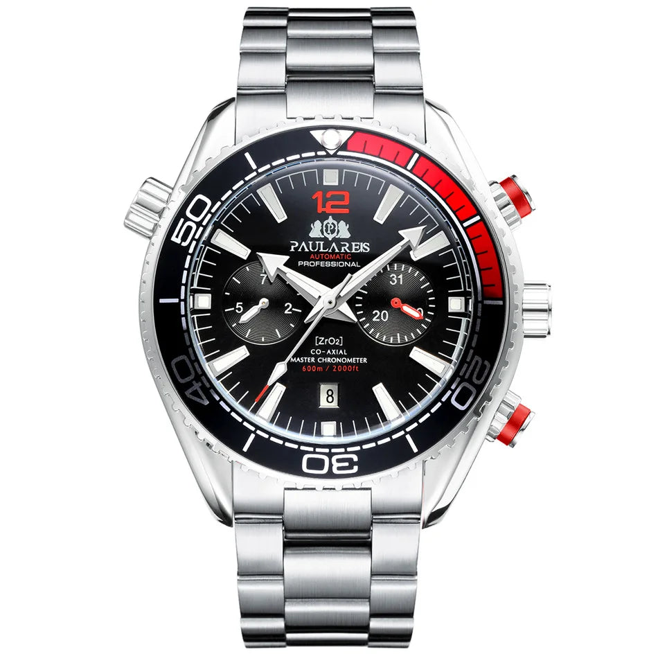 Drop Ship Men Mechanical Wristwatch Stainless Steel Waterproof Sport Chronograph See Through Montre Homme Luxury Automatic Watch