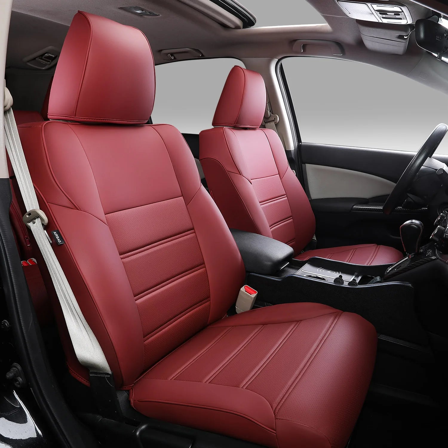 Luxury Sports Leather Car Seat Covers for 2015-2016 for CRV-Customizable Front & Rear All-Season 12-Piece Set