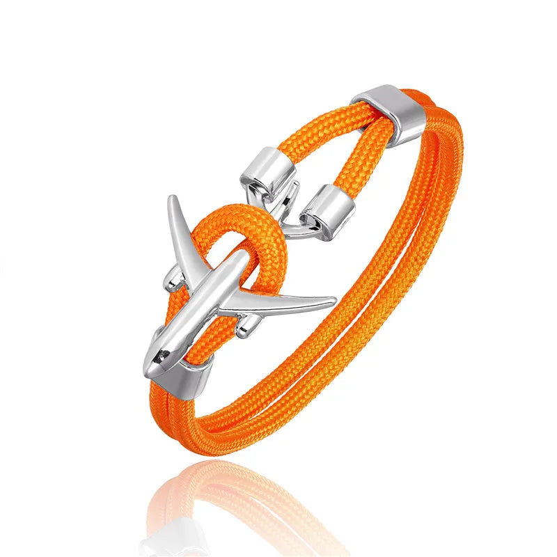 MKENDN Fashion Anchor Men Women Airplane Bracelets Charm Rope Chain Paracord Hope To Safe Jewelry Pulseras hombres