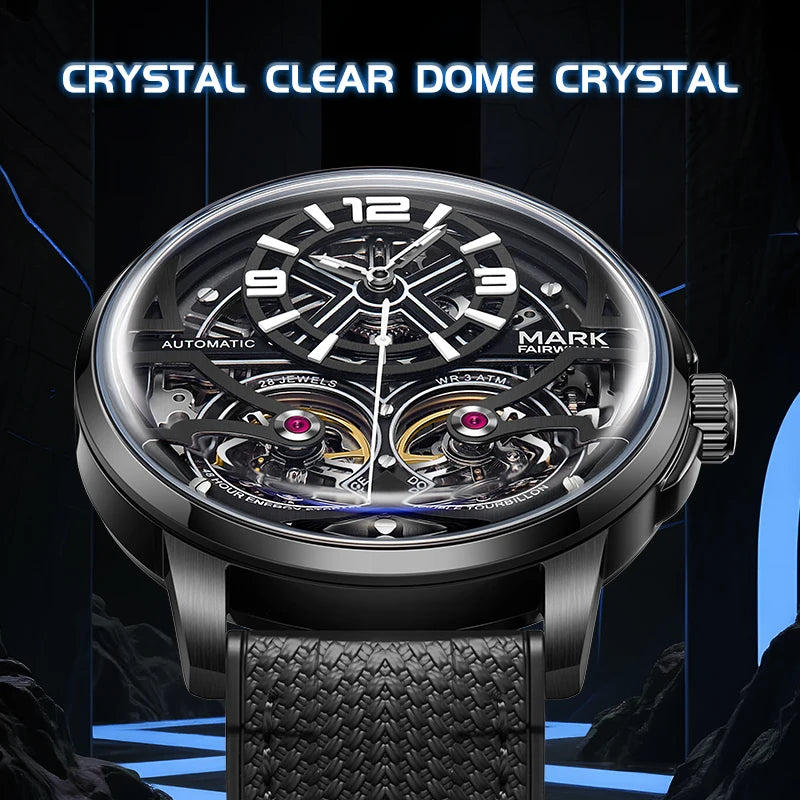Mark Fairwhale Cross Border Exclusive Fully Skeleton Mechanical Men's Watch Alloy Case Luminous Auto Mechanical Watch