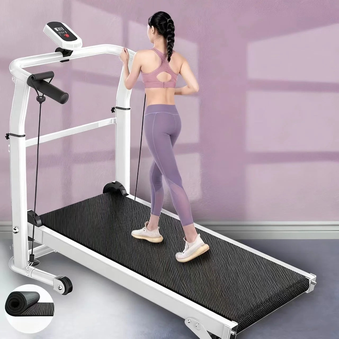 Small Folding Mechanical Steel Treadmill Exercise Portable Manual Incline Treadmill Machine for Home Office Small Spaces