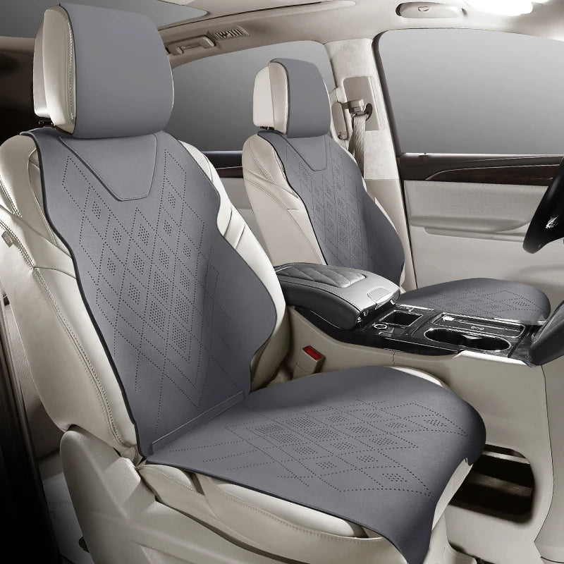 Universal Fit Car Accessories Suede Saddle Seat Cushion Pad Half Covered for 90% Sedan SUV Suede Set Cover Only 2 Front Seats