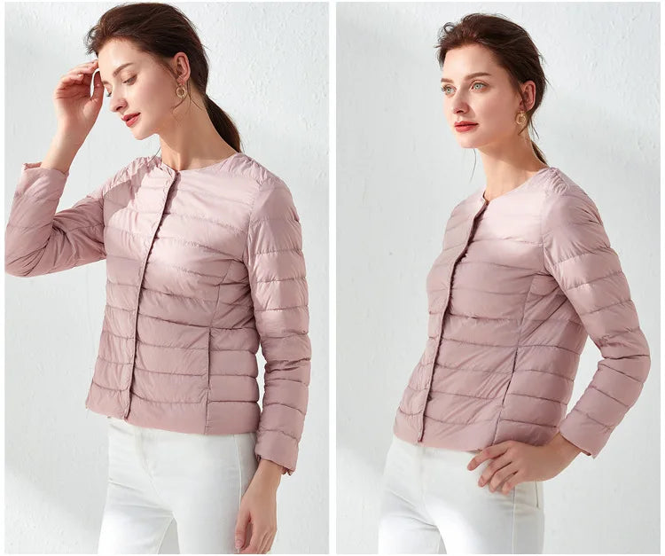 2024 New Spring Winter Women Liner Warm Down Jackets Ultralight Collarless Portable Female Padded Parkas O-Neck Puffer Overcoat